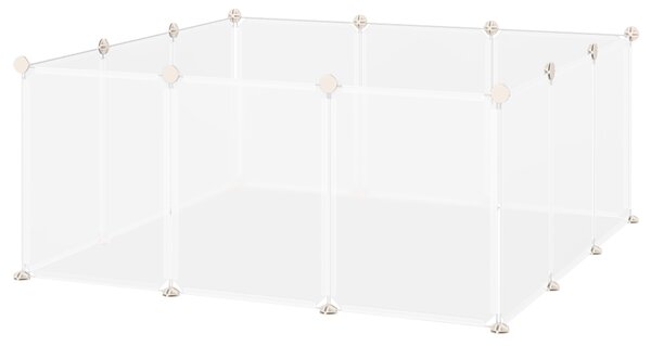 PawHut Portable Pet Playpen DIY Enclosure, 12 Panel Plastic Fence for Bunny, Guinea Pig, Hedgehog, Chinchilla, White Aosom UK