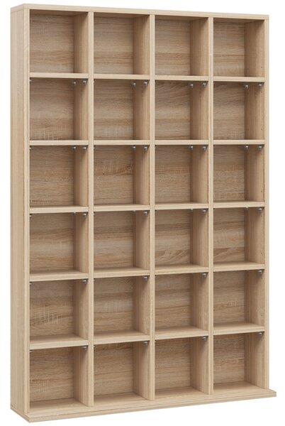 HOMCOM CD Storage Unit with Adjustable Shelves, 89 x 130.5 cm, Natural Wood Finish Aosom UK