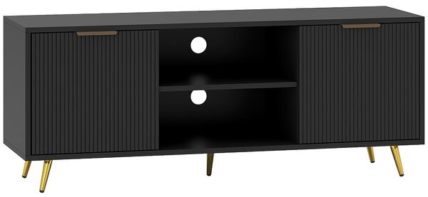 HOMCOM Modern TV Stand Cabinet for TVs up to 55", TV Unit with 2 Open Shelves, 2 Cabinets and Cable Management for Living Room, Black