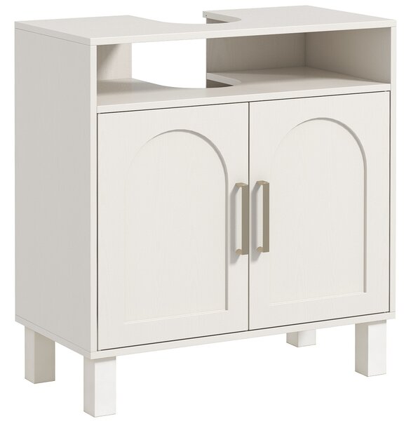 HOMCOM Under Sink Cabinet for Basin without Pedestal, Compact & Durable, Cream White Aosom UK