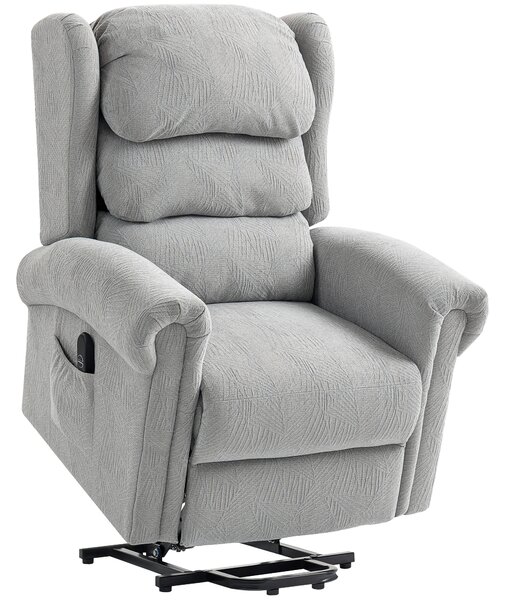 HOMCOM Power Lift Recliner Chair for Elderly, Velvet Electric Riser and Recliner Armchair for Living Room with Remote Control, 2 Side Pockets, Thick Padded Back, Grey