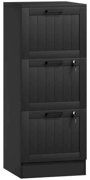 HOMCOM 3 Drawer Filing Cabinet with Lock, Office Storage Cabinet with Adjustable Hanging Bars for A4 Letter Size Files, Black
