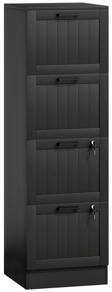 HOMCOM 4 Drawer Filing Cabinet with Lock, Office Storage Cabinet with Adjustable Hanging Bars for A4 Letter Size Files, Black