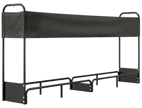 Outsunny 8.5ft Firewood Rack, Heavy Duty Log Storage Holder with Waterproof 600D Oxford Log Cover for Fireplace Fire Pits Outdoor Patio Wood Storage, 300 kg Large Capacity, Black