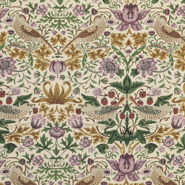 William Morris Strawberry Thief Printed Cotton Fabric Orchid