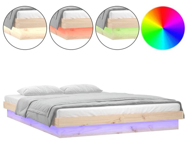 LED Bed Frame without Mattress Small Double Solid Wood