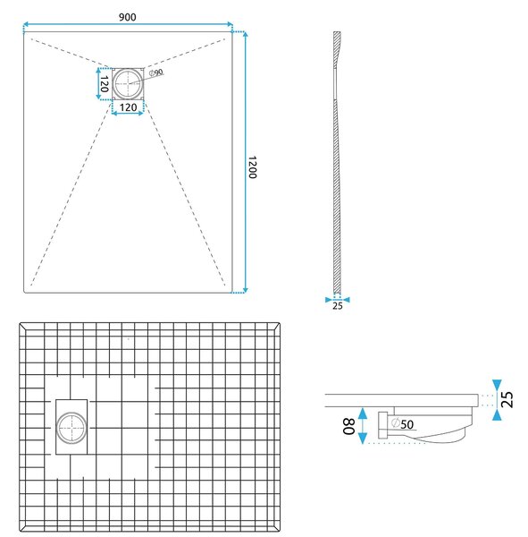 Shower tray Magnum CARRARA WHITE 90x120