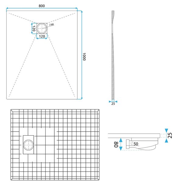 Shower tray Magnum CARRARA WHITE 80x100