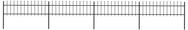 Garden Fence with Spear Top Steel 6.8x0.6 m Black