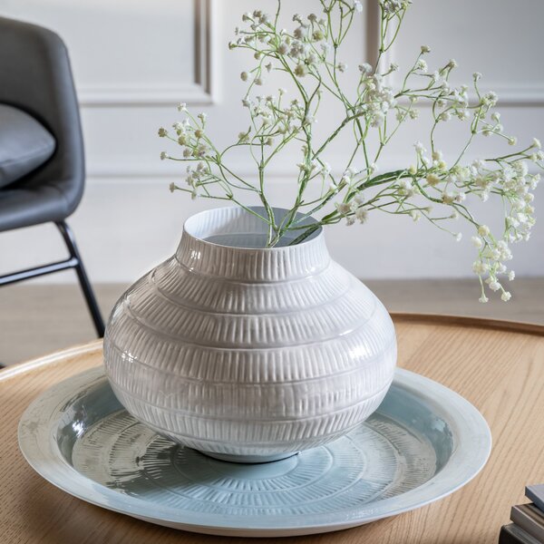 Mawsey Textured Metal Vase Grey