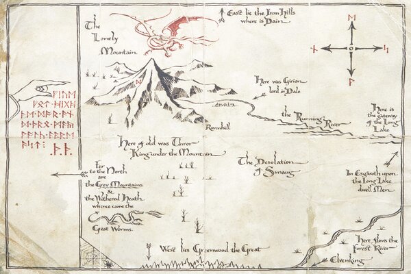Art Poster Hobbit - Map of The Unexpected Journey, (40 x 26.7 cm)