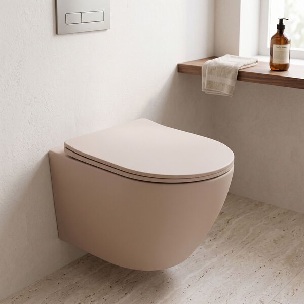 Set: Wall-Hung WC Bowl Focus + Countertop Washbasin Rea Focus Taupe