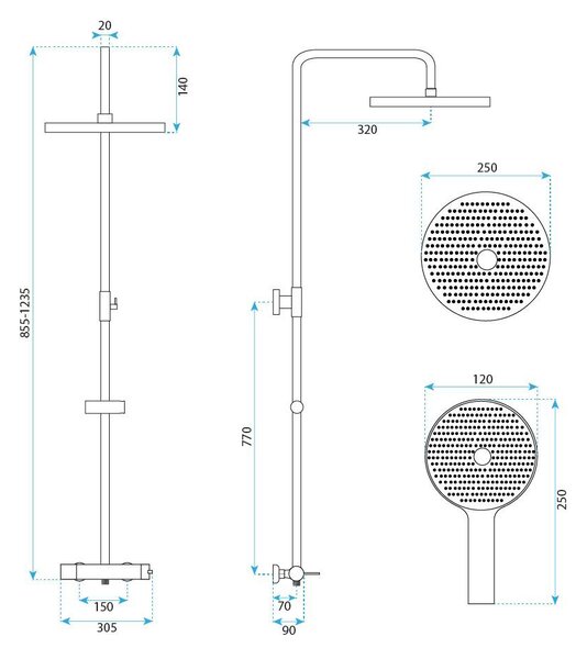 Shower set Rea Grace Brush Copper