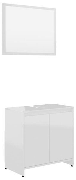 Bathroom Furniture Set High Gloss White Engineered Wood