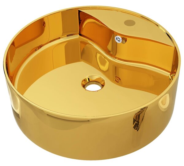 Wash Basin with Overflow 46.5x15.5 cm Ceramic Gold