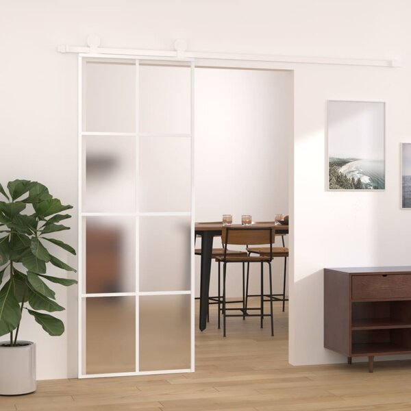 Sliding Door Frosted ESG Glass and Aluminium 76x205 cm White