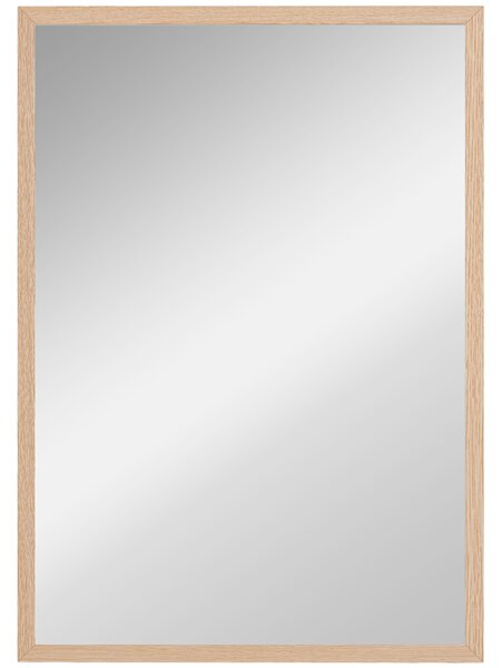 HOMCOM Wall Bathroom Mirror, 70 x 50 cm Wall-Mounted Mirror for Living Room, Bedroom, Hallway, Natural Wood