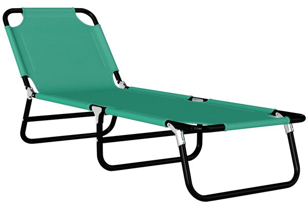 Outsunny Foldable Sun Lounger with 5-Position Adjustable Backrest, Outdoor Portable Recliner Chaise Lounge Chair, Green