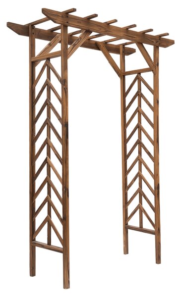 Outsunny Wooden Garden Arbor, Arch Trellis with Classic Countryside Style, Pergola Style Roof for Climbing Vines