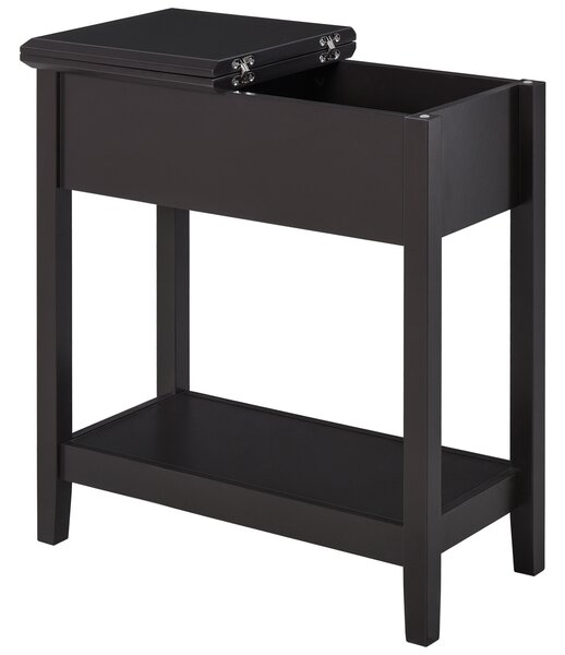 HOMCOM End Table, Narrow Side Table with Flip Top , Shelf, Dark Coffee