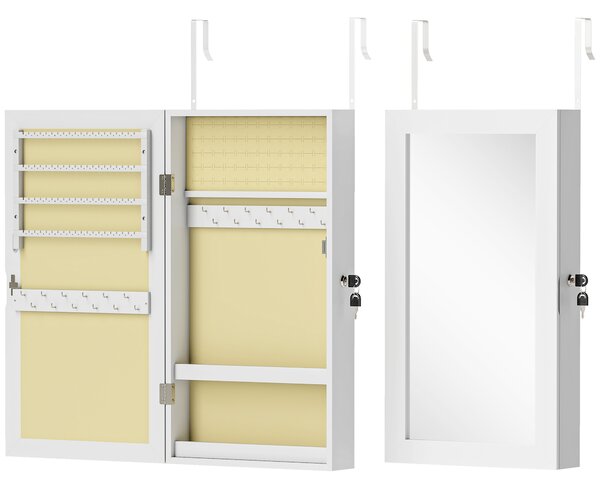 HOMCOM Jewelry Cabinet, Jewelry Storage Cabinet with Mirror, White