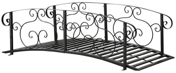 Outsunny 184cm Metal Arch Garden Garden Bridge, Safety Siderails, Arc Footbridge for Garden Creek, Stream, Pond, Black