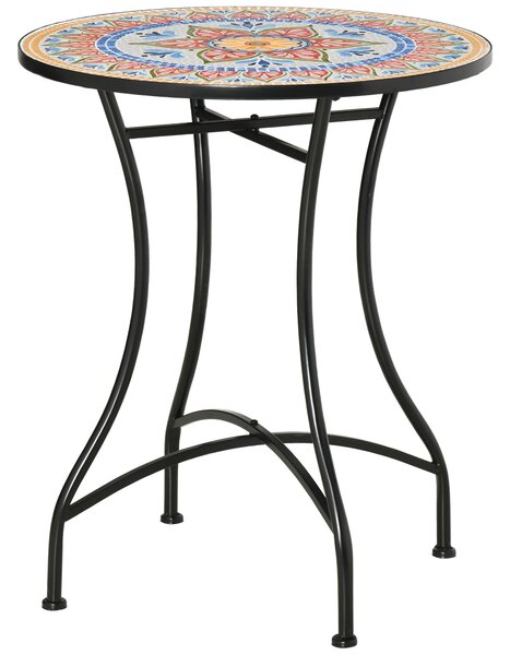 Outsunny Φ60cm Mosaic Outdoor Patio Table - Red