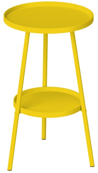 Outsunny Two-Tier Metal Garden Table - Yellow