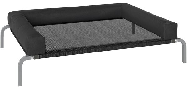 PawHut Elevated Dog Bed with Removable Bolsters, Raised Dog Bed for Medium Breeds, Portable Indoor & Outdoor Pet Cots, Black