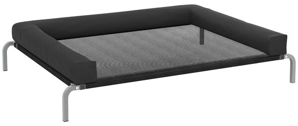 PawHut Elevated Dog Bed with Removable Bolsters, Raised Dog Bed for Large Breeds, Portable Indoor & Outdoor Pet Cots, Black