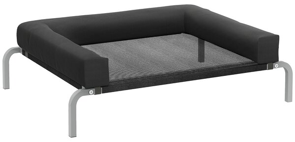 PawHut Elevated Dog Bed with Removable Bolsters, Raised Dog Bed for Small Breeds, Portable Indoor & Outdoor Pet Cots, Black