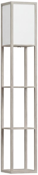 HOMCOM Floor Lamp with Shelves, 3-Tier Floor Standing Lamp, Reading Standing Lamp for Living Room, Bedroom, Office, Dorm, Oak Aosom UK