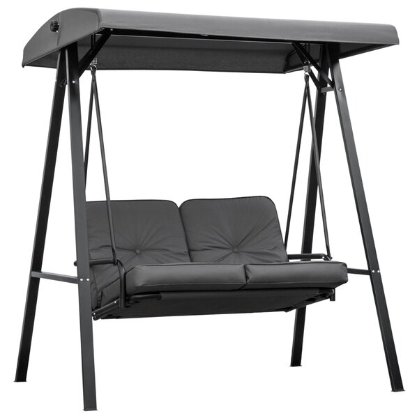 Outsunny 2 Seater Garden Swing Chair Outdoor Hammock Bench with Steel Frame Adjustable Tilting Canopy for Patio, Grey