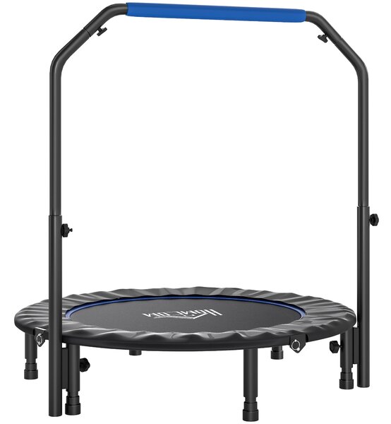 HOMCOM 45" Foldable Mini Fitness Trampoline, with Adjustable Foam Handle, Blue