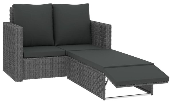 2 Piece Garden Lounge Set with Cushions Poly Rattan Grey