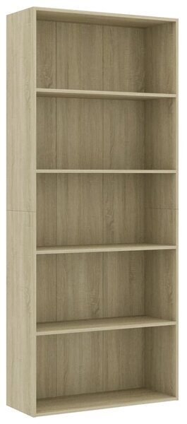 5-Tier Book Cabinet Sonoma Oak 80x30x189 cm Engineered Wood