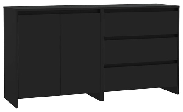 2 Piece Sideboard Black Engineered Wood