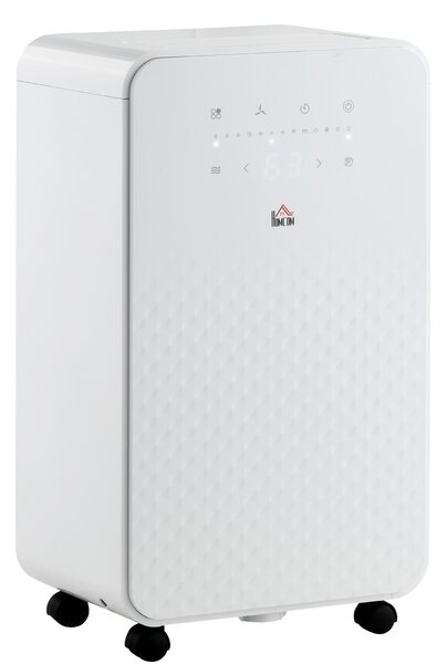 HOMCOM 10L/Day Quiet Low-Energy Dehumidifier, with 24H Timer, 5 Modes, Filtration System, for Home Laundry, White Aosom UK