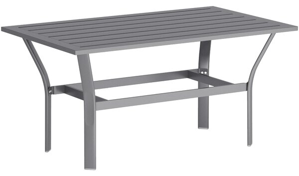 Outsunny Metal Garden Coffee Table, Rectangular Outdoor Side Table with Slatted Tabletop, Foot Pads for Outside, Garden, Balcony, Porch, 91.5 x 55 x 45cm, Dark Grey
