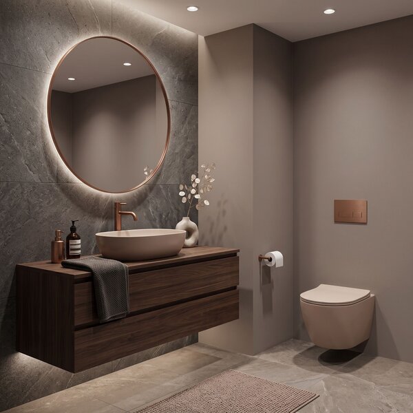 Set: Wall-Hung WC Bowl Focus + Countertop Washbasin Rea Focus Taupe