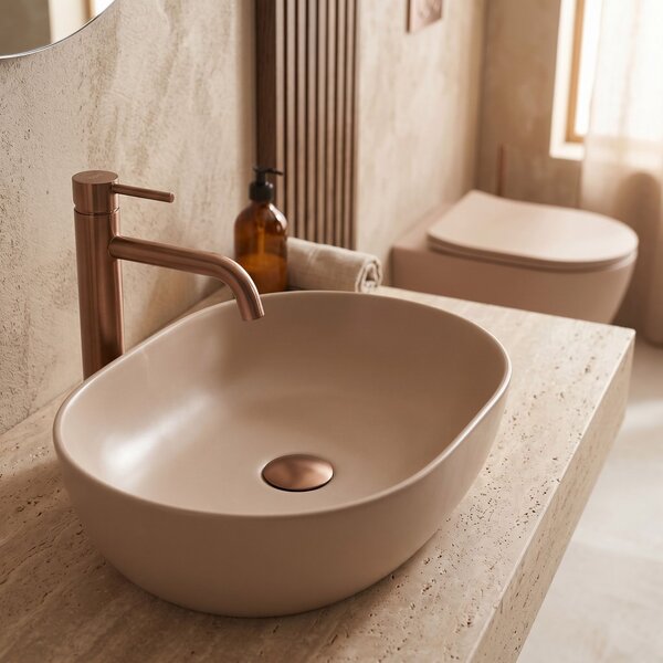 Set: Wall-Hung WC Bowl Focus + Countertop Washbasin Rea Focus Taupe