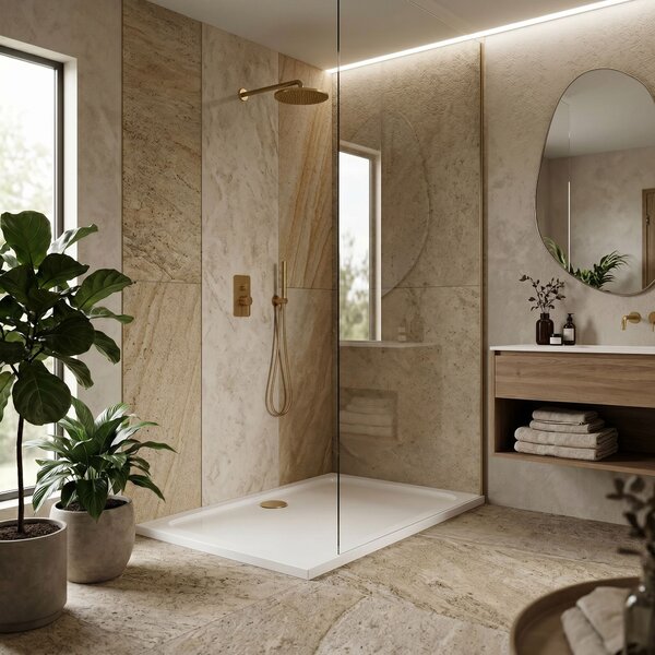 Shower tray Rea Belmond White 80x100 Brush Gold