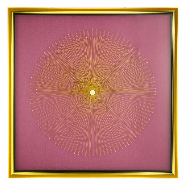 Painting Romimex Golden Light mauve Wood Metal Cloth Abstract 80 x 80 x 5 cm