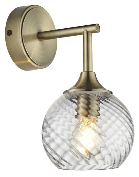 Allison Spiral Glass Wall Light in Antique Brass