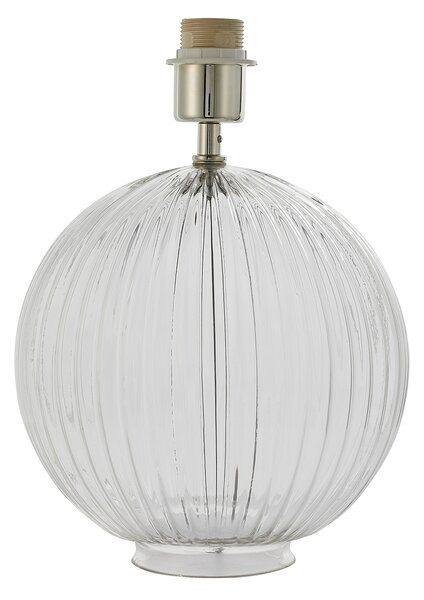 Jemima Clear Ribbed Glass Table Lamp Base in Satin Nickel