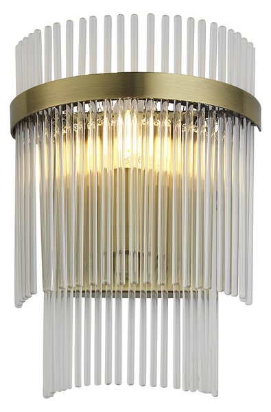 Monica Clear Glass Wall Light in Antique Brass