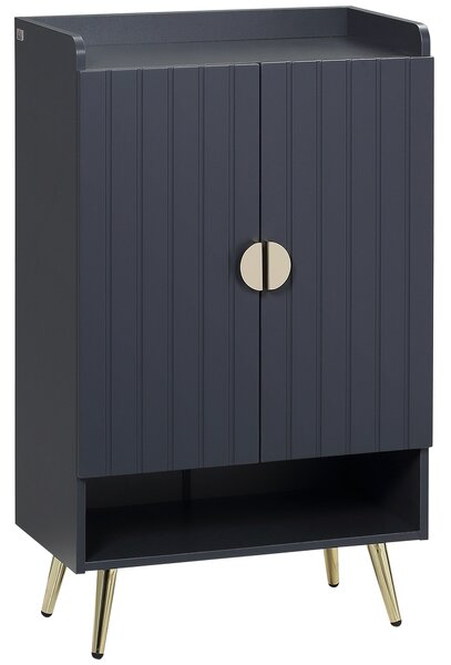 HOMCOM Shoe Cabinet: Modern Grey Storage with 2 Doors, Open Shelf, Adjustable Interiors for 15 Pairs Aosom UK