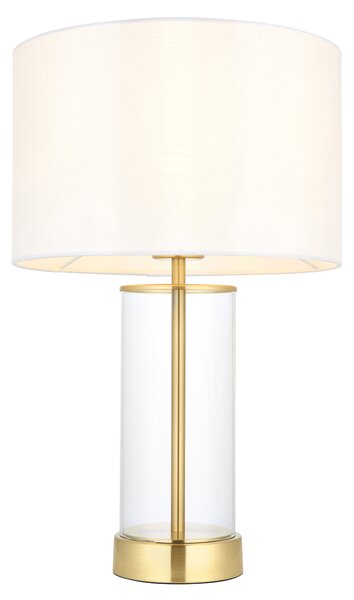 Agatha Clear Glass Table Lamp in Satin Brass