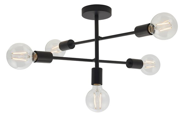 Deo Five Light Semi Flush Light in Matt Black