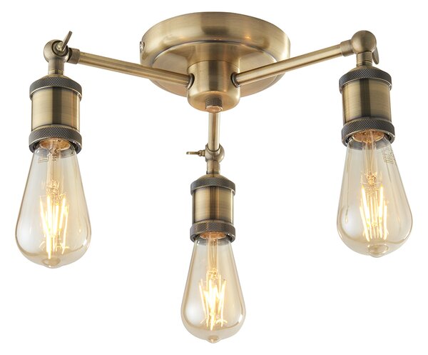 Anker Three Light Semi Flush Light in Antique Brass